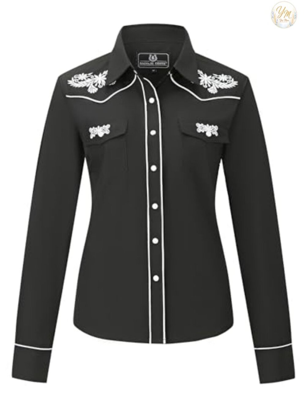 Women's Western Embroidered Snap Front Button Down Shirt Long Sleeve Cowboy